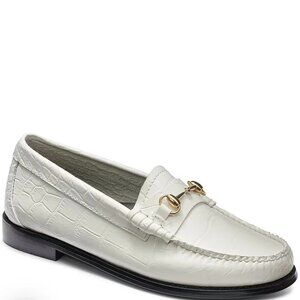 G.H. Bass & Co. White Loafers with Gold Detail
